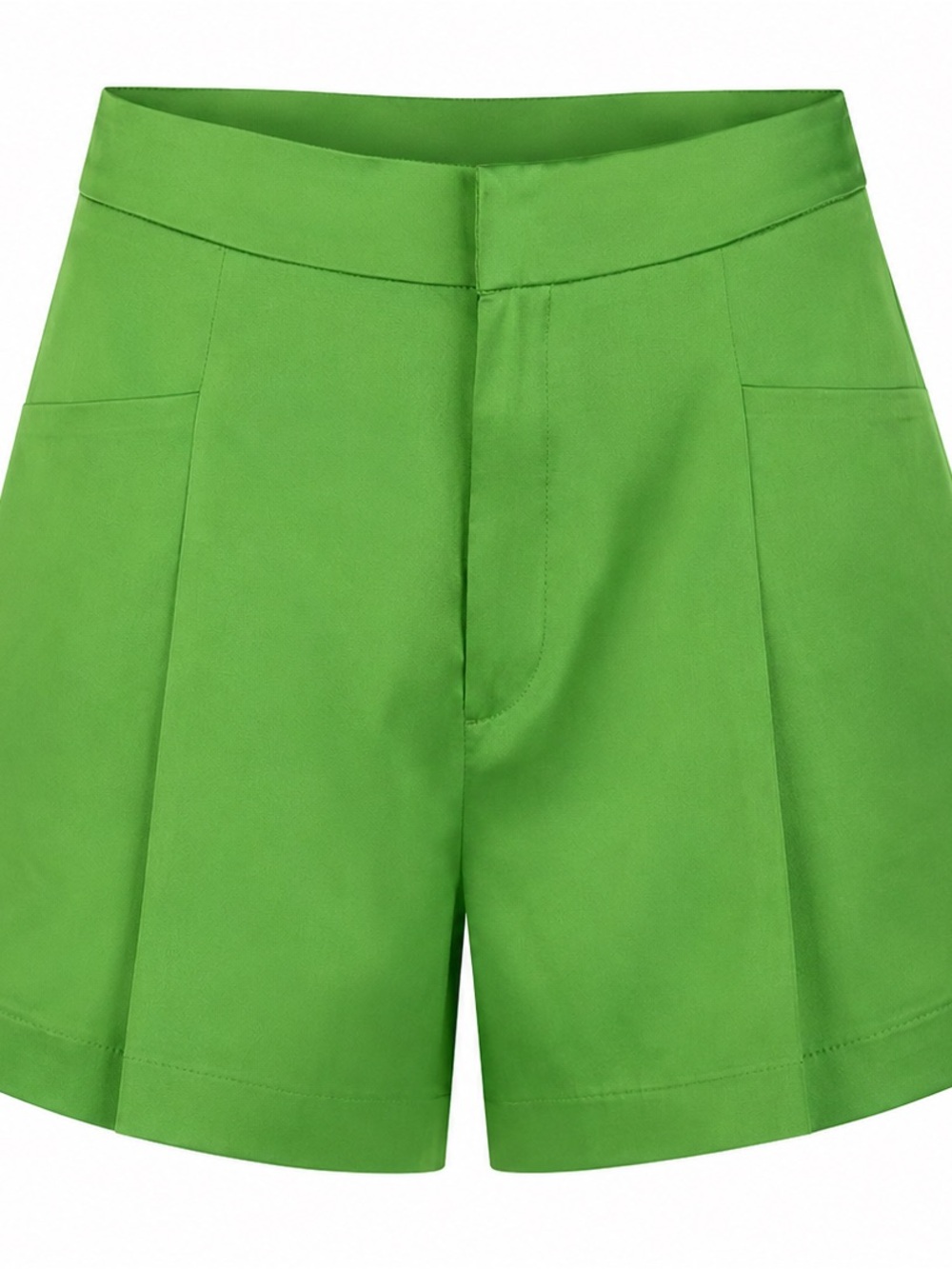 Zara Bright Green High-Waist Pleated Shorts